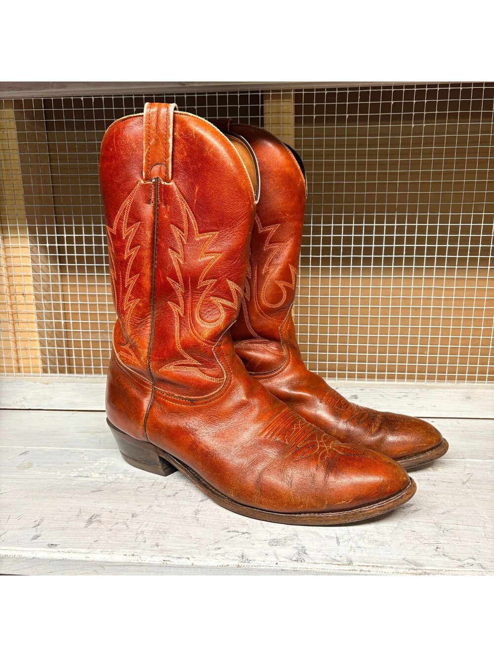 Vintage Boulet Canada Men's Leather Cowboy Boots Size 13 3E Red